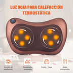 COJIN MASAJEADOR SHIATSU 8 RODILLOS CON TERMOTERAPIA