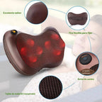 COJIN MASAJEADOR SHIATSU 8 RODILLOS CON TERMOTERAPIA