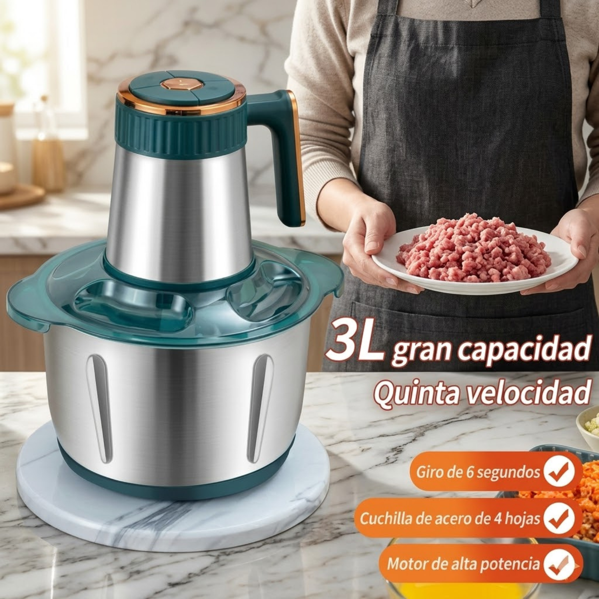 PICADORA ELÉCTRICA DE ALIMENTOS 3L 300W